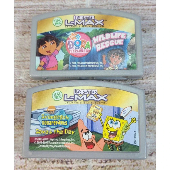 Leapster L-Max Games Dora the Explorer Wildlife Rescue Spongebob Saves the Day - Picture 1 of 4